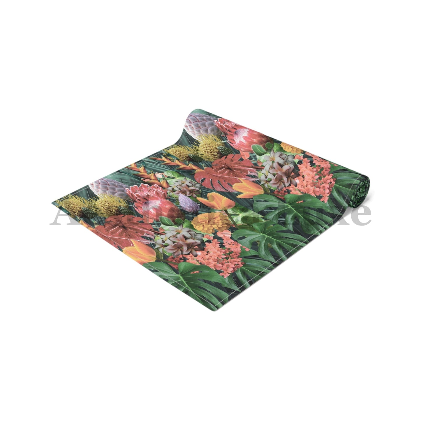Tropical Floral Table Runner - Vibrant Botanical Cotton & Poly Decor