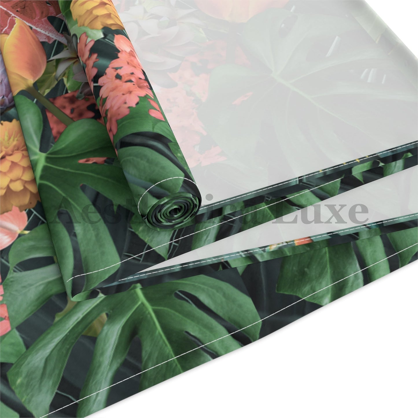 Tropical Floral Table Runner - Vibrant Botanical Cotton & Poly Decor