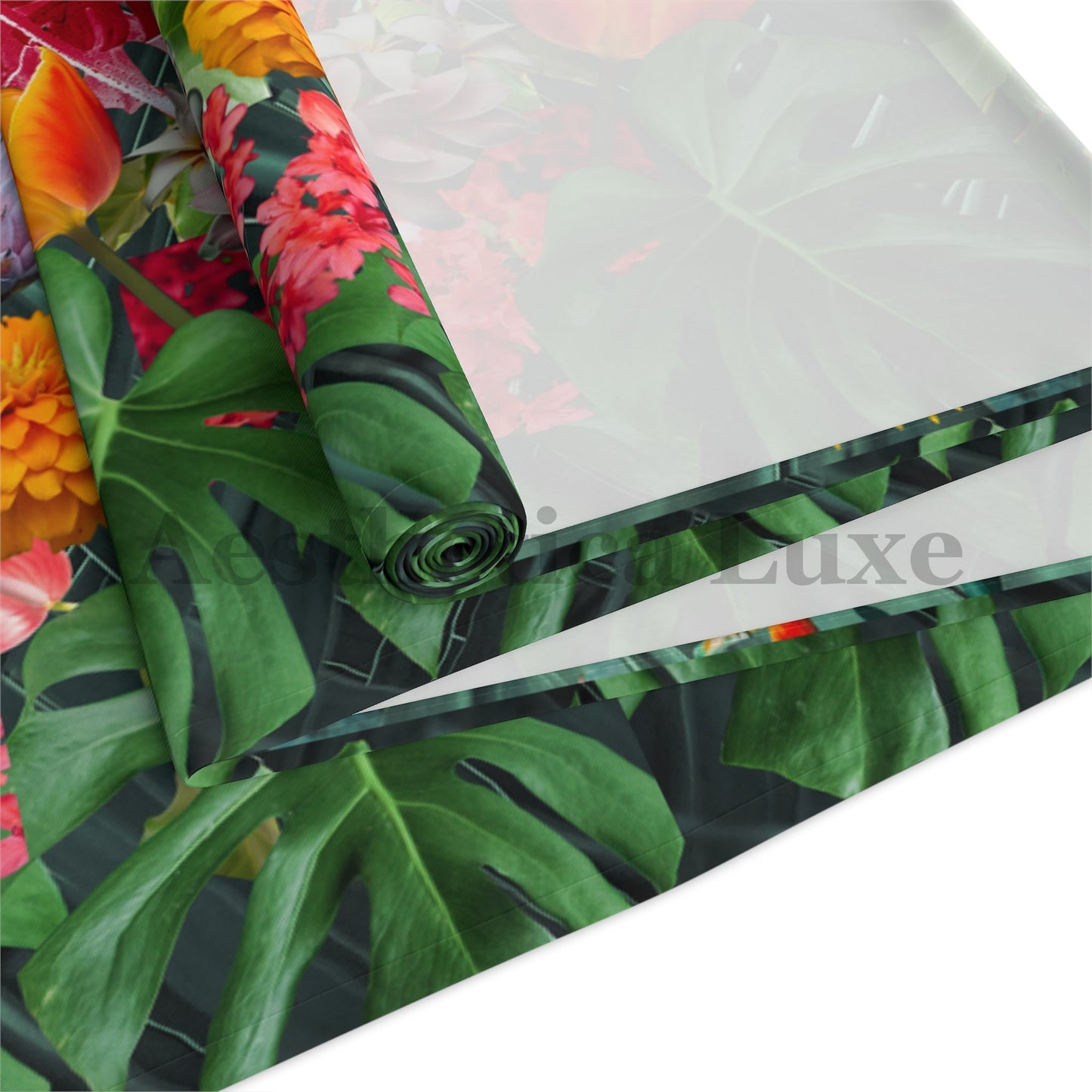 Tropical Floral Table Runner - Vibrant Botanical Cotton & Poly Decor