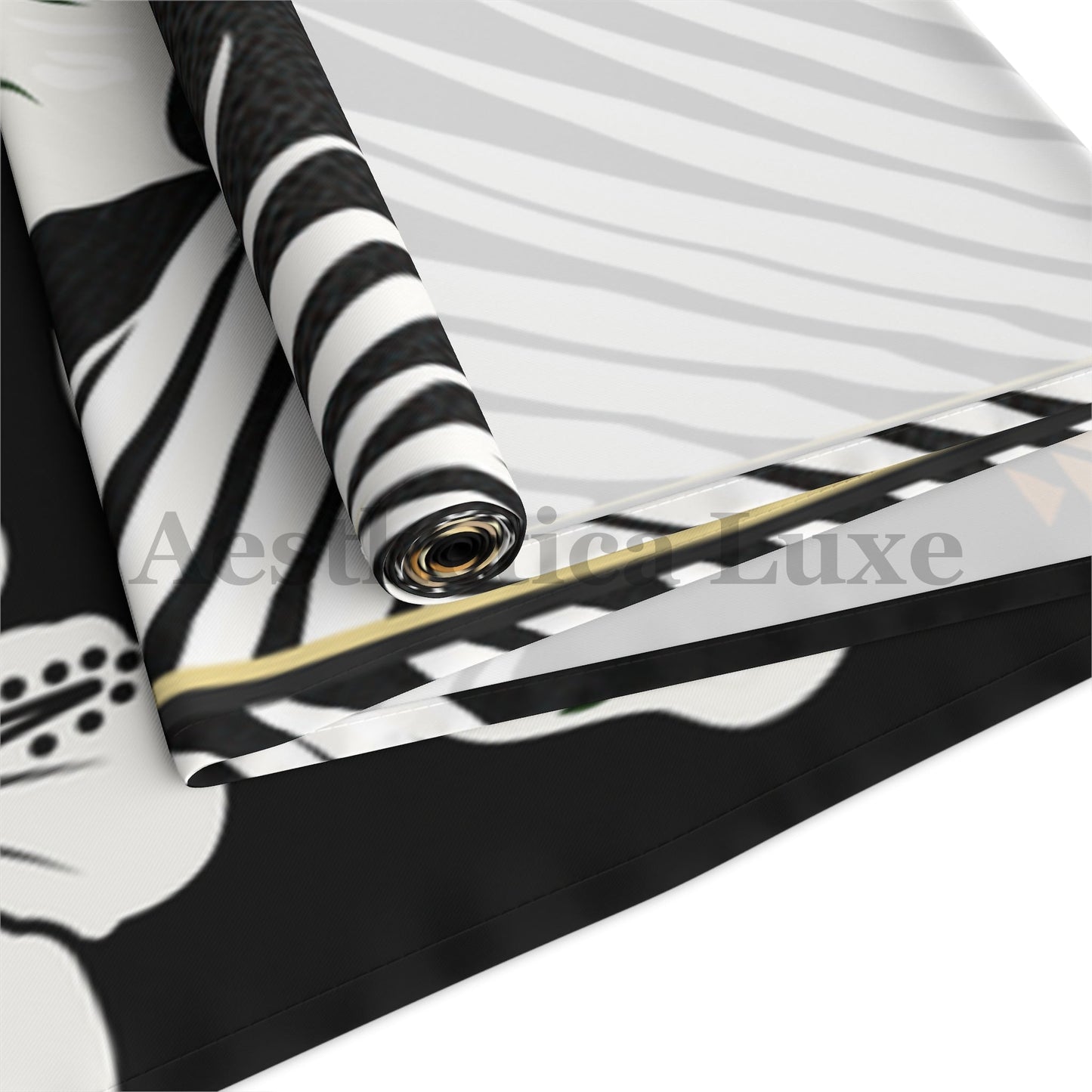 Table Runner - Tropical Floral and Gradient Gold Design for Elegant Dining