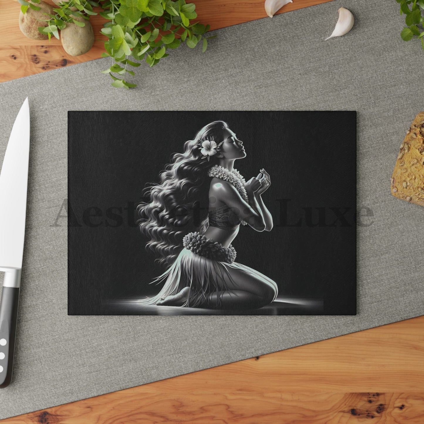 Hawaiian Grace Glass Cutting Board - Elegant Kitchen Decor for Inspiration and Celebration