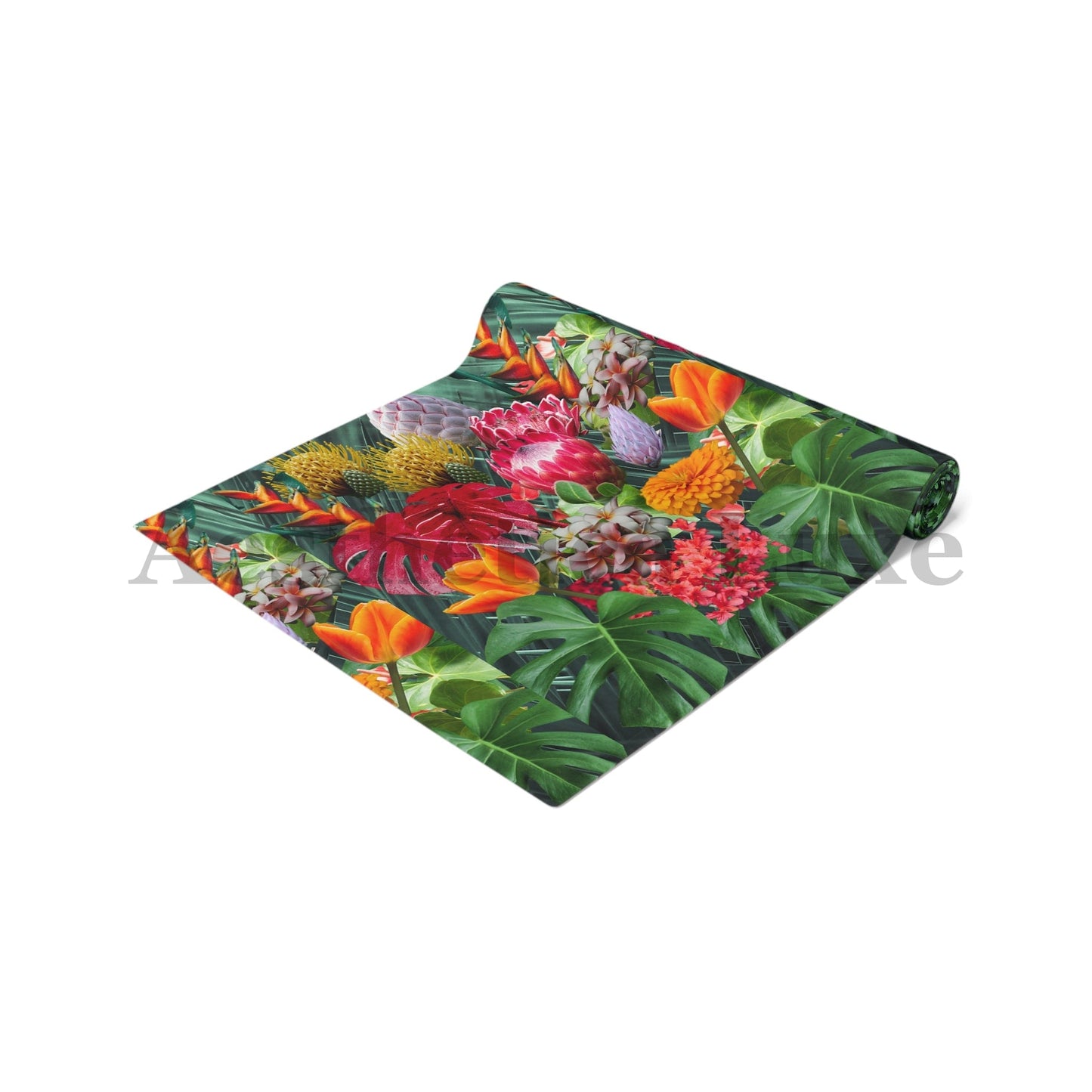 Tropical Floral Table Runner - Vibrant Botanical Cotton & Poly Decor