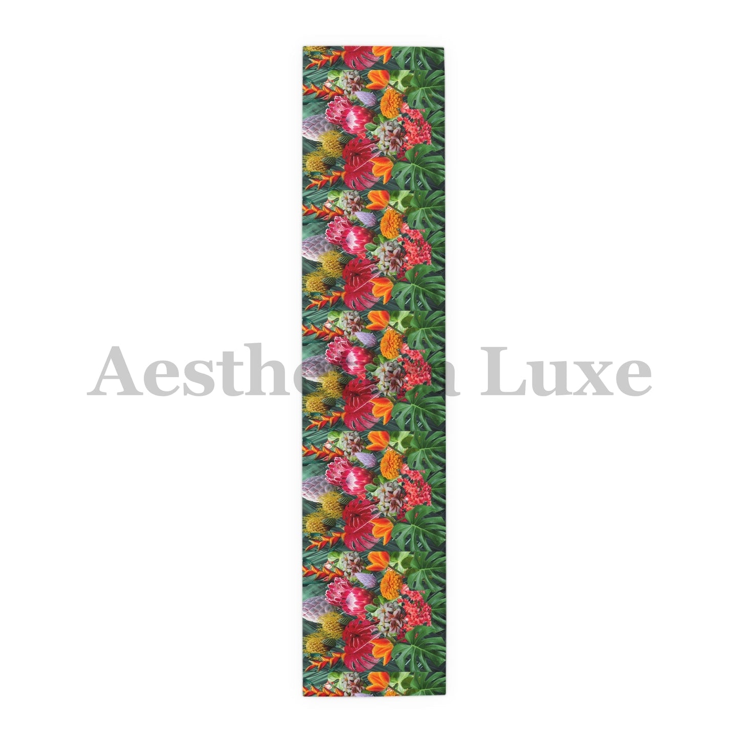 Tropical Floral Table Runner - Vibrant Botanical Cotton & Poly Decor