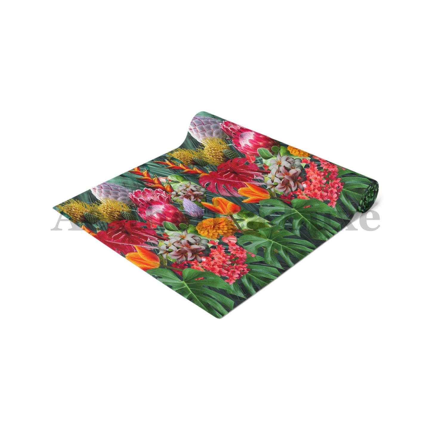 Tropical Floral Table Runner - Vibrant Botanical Cotton & Poly Decor