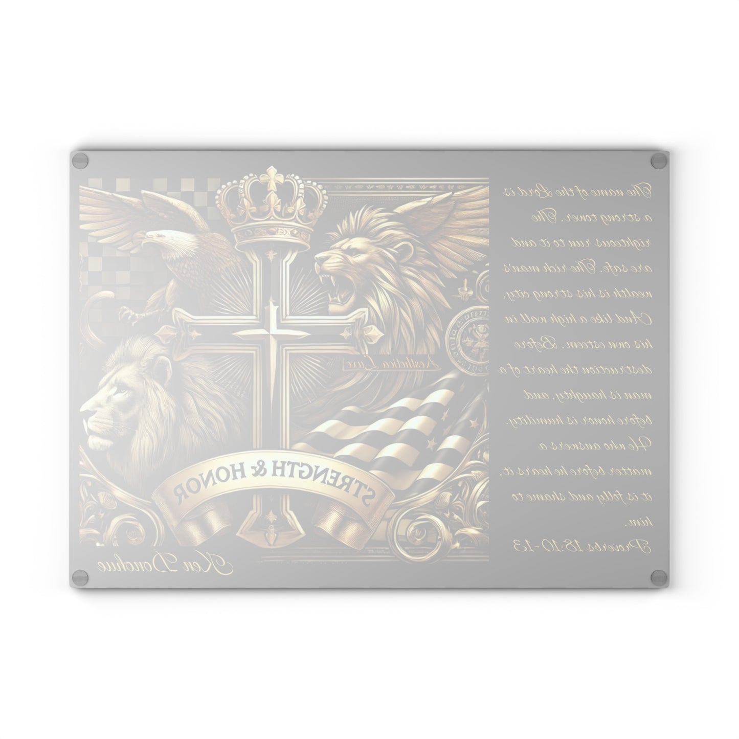 Inspirational Glass Cutting Board - Strength & Honor Design