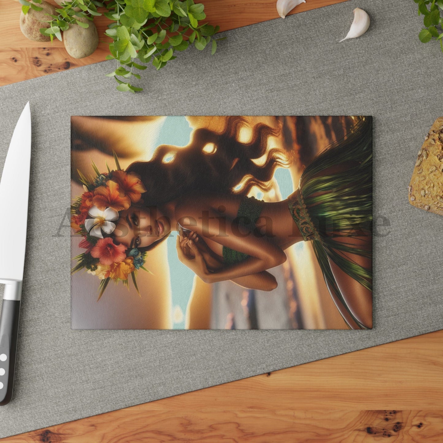 Cutting Board - Hula Girl Sunset Aloha Gesture