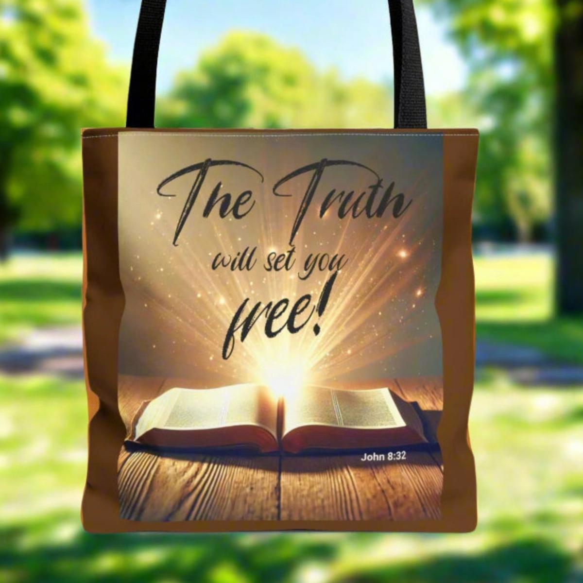 Bible Tote Bag, Christian Faith Tote, The Truth Will Set You Free, Religious Book Bag, Inspirational Carryall, Illuminated Scriptures,