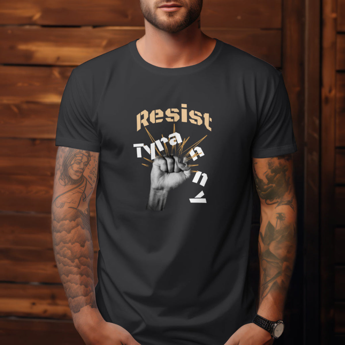 Resist Tyranny Graphic Unisex 100 percent Combed, Ring-spun Cotton Tee