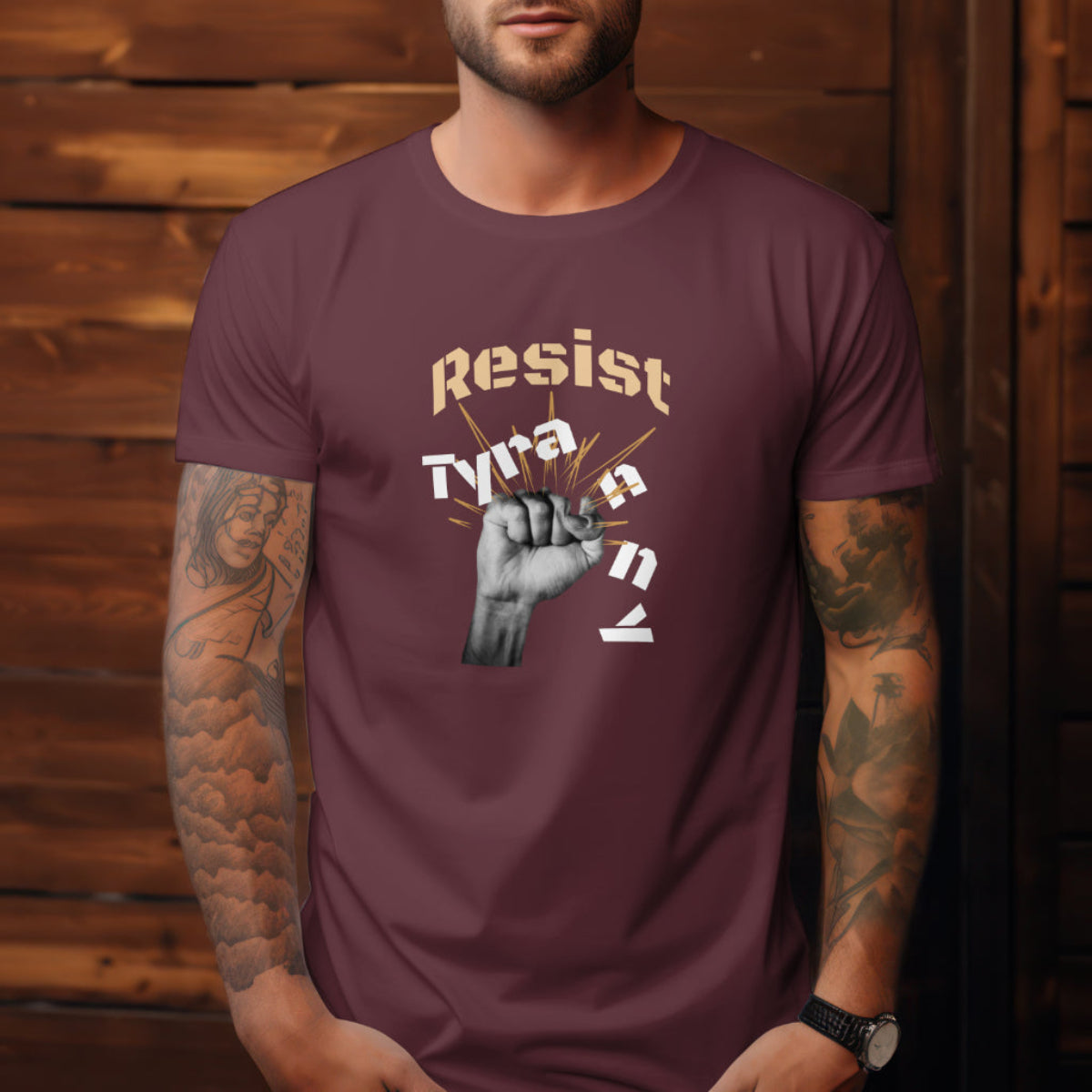 Resist Tyranny Graphic Unisex 100 percent Combed, Ring-spun Cotton Tee