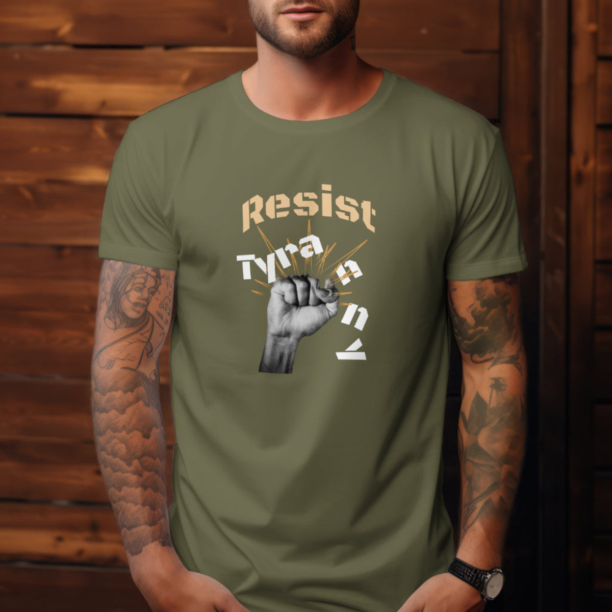 Resist Tyranny Graphic Unisex 100 percent Combed, Ring-spun Cotton Tee