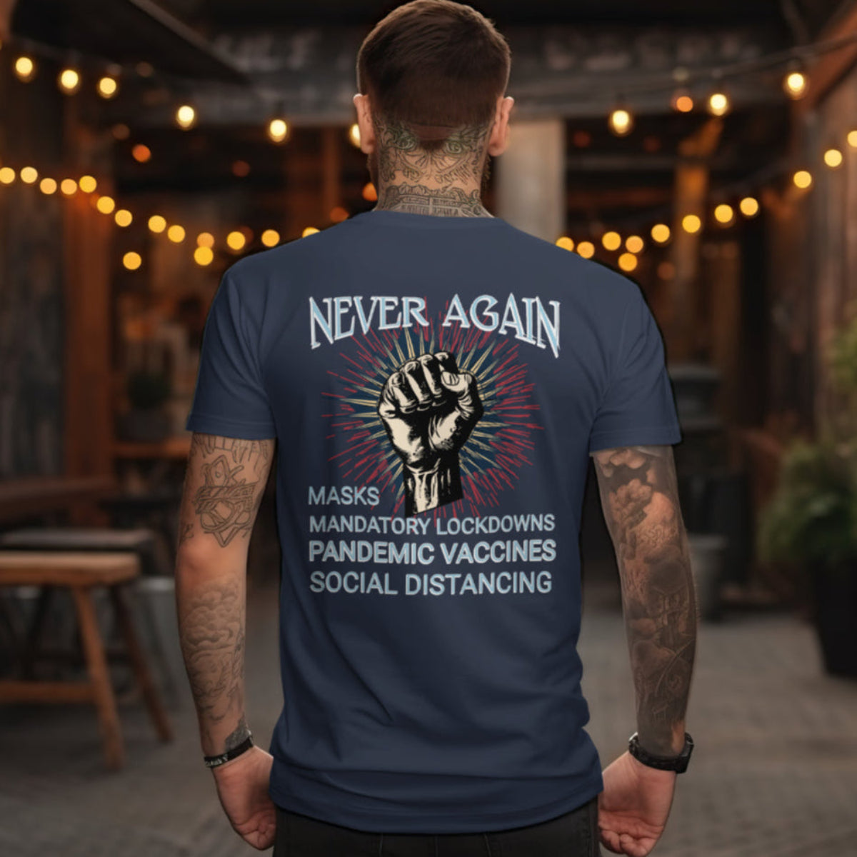 Graphic Tee Never Again Pandemic Rebellion Unisex Cotton Crew