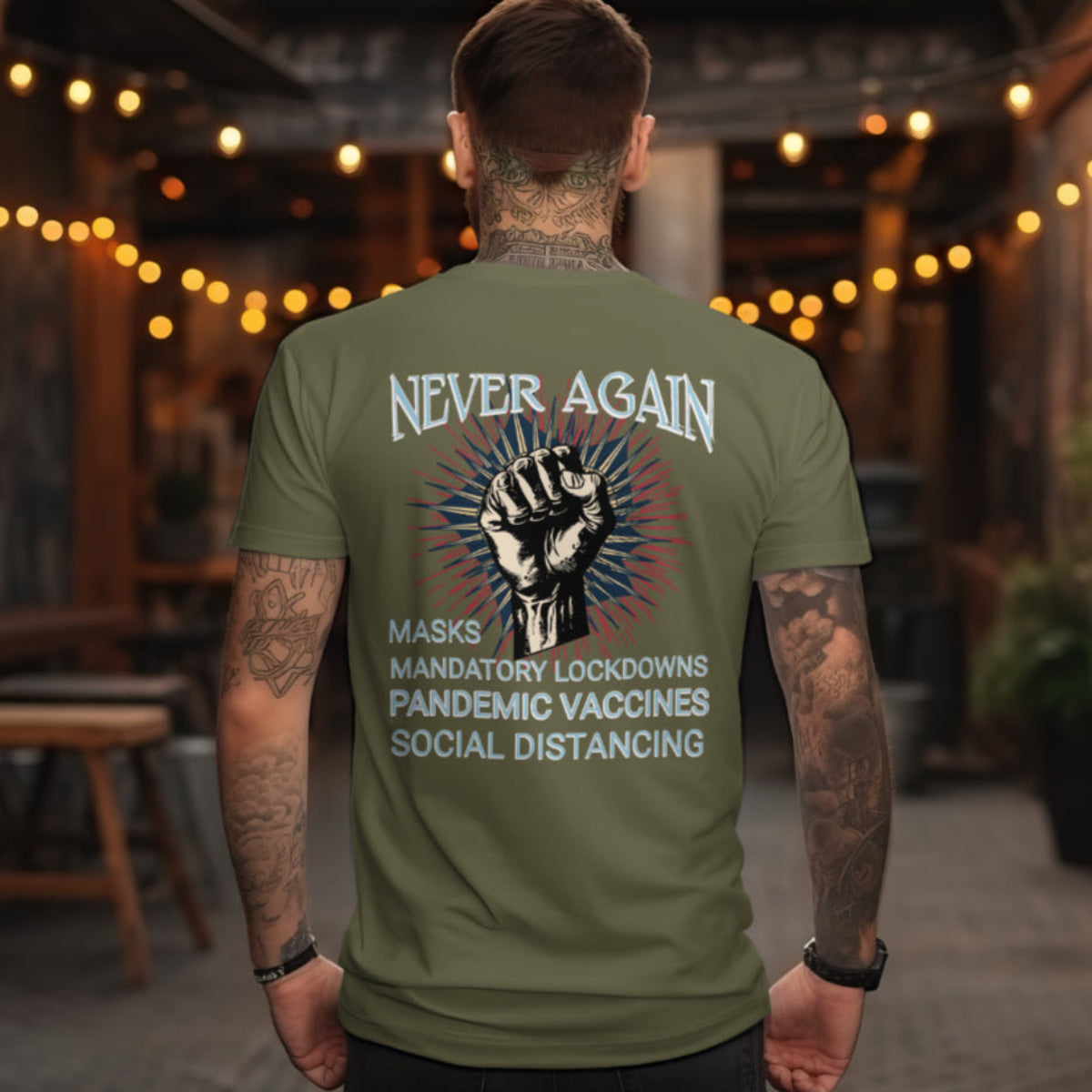 Graphic Tee Never Again Pandemic Rebellion Unisex Cotton Crew