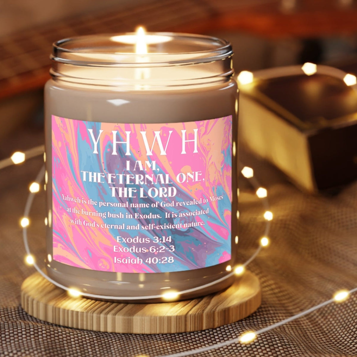 Scented Candles, Names of God Series, YHWH, Scripture Reference, 9oz, 7 Scents, Unscented, Christian Candle, Religious Gift, Biblical