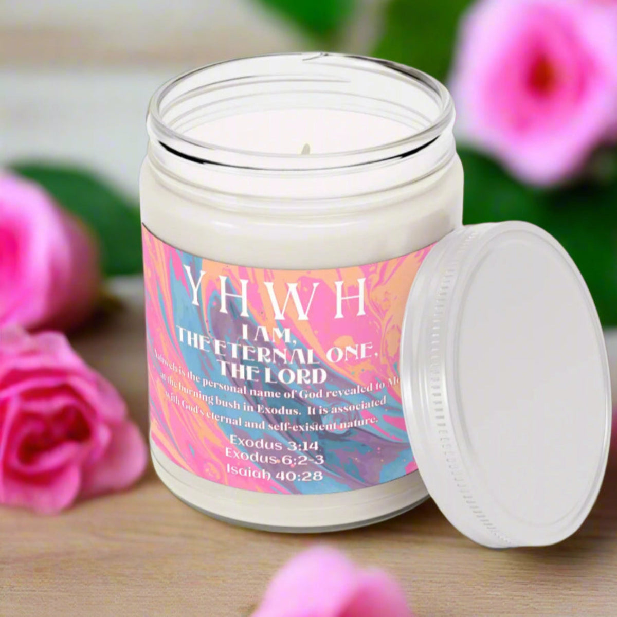 Scented Candles, Names of God Series, YHWH, Scripture Reference, 9oz, 7 Scents, Unscented, Christian Candle, Religious Gift, Biblical