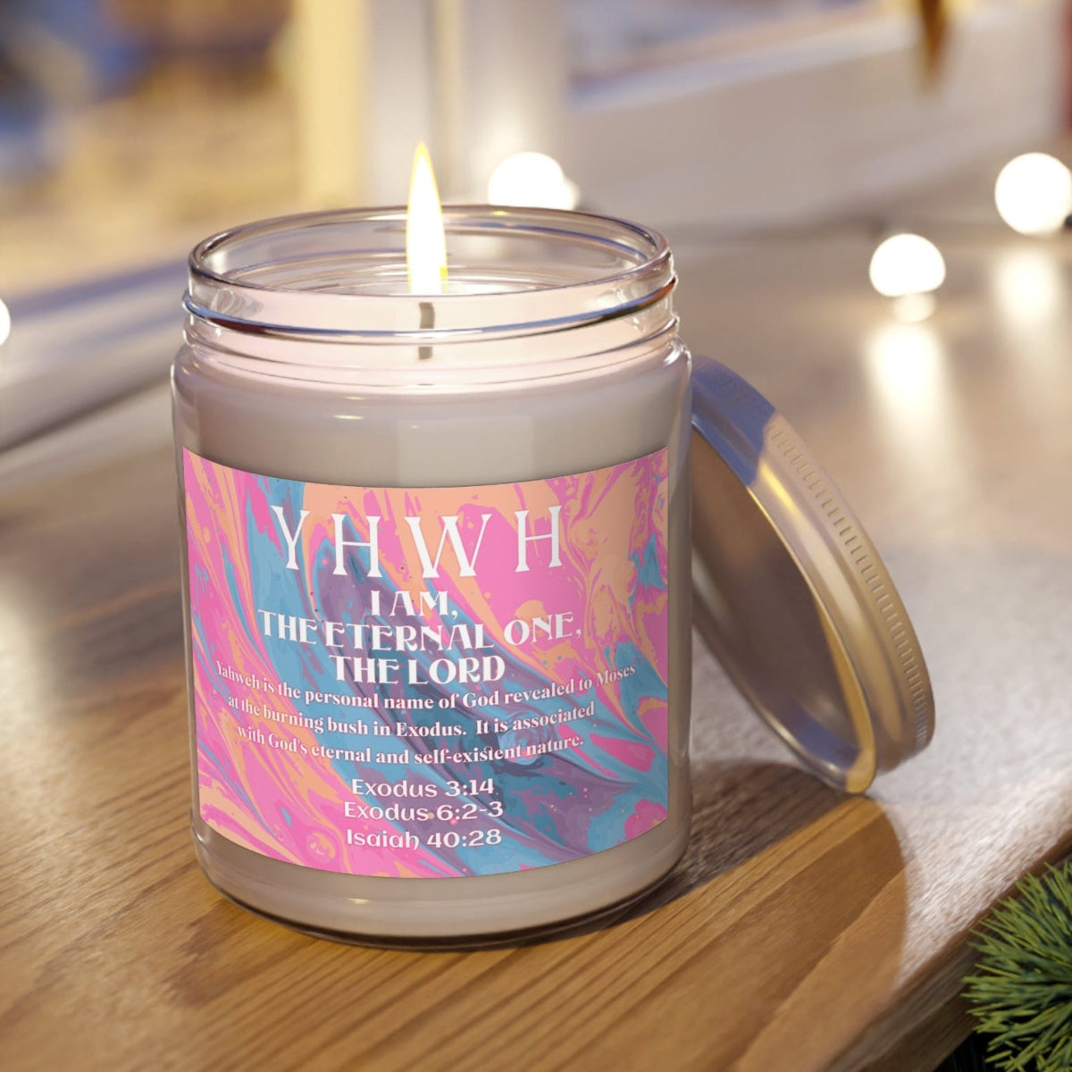 Scented Candles, Names of God Series, YHWH, Scripture Reference, 9oz, 7 Scents, Unscented, Christian Candle, Religious Gift, Biblical