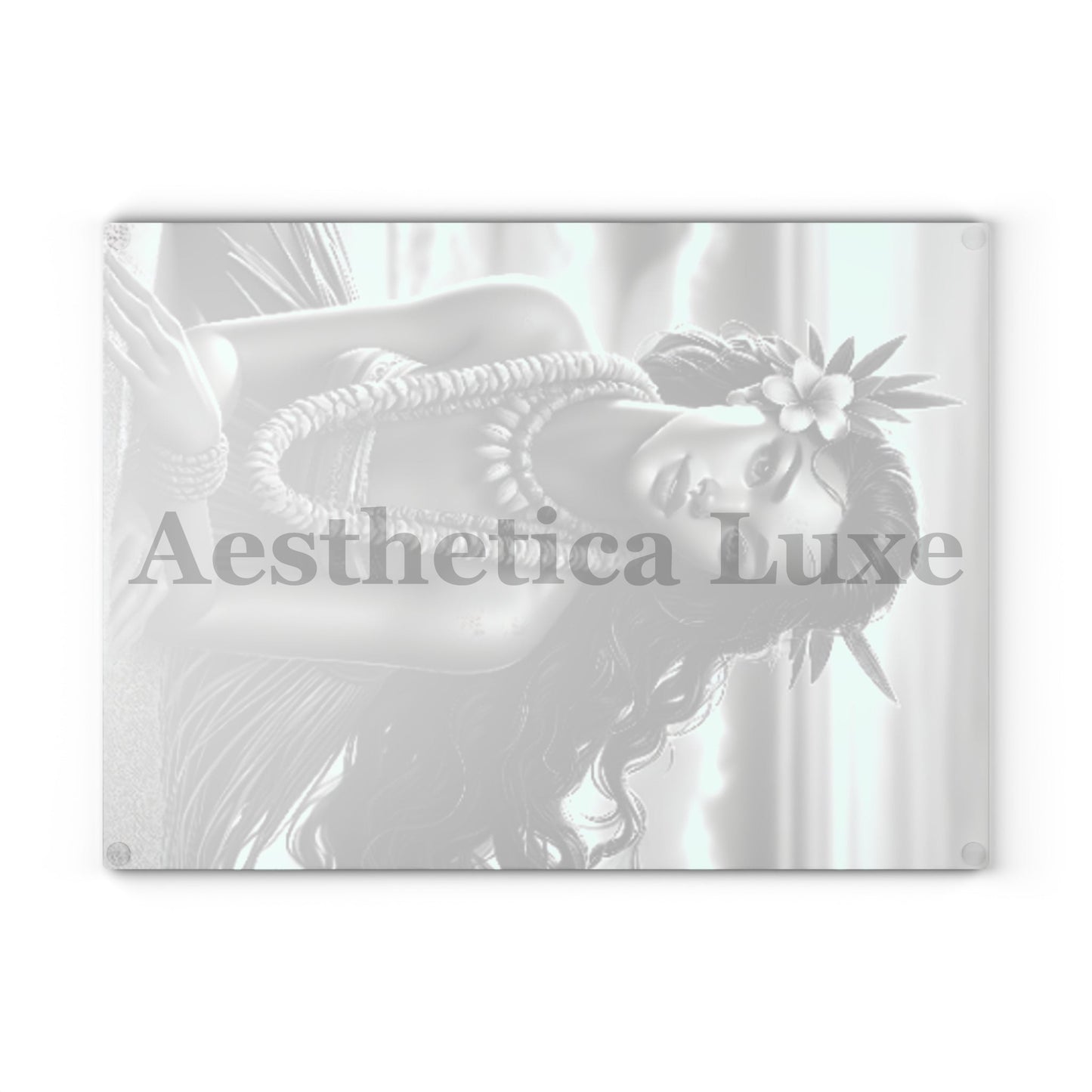 Hawaiian Sunset Glass Cutting Board with Tropical Hula Design