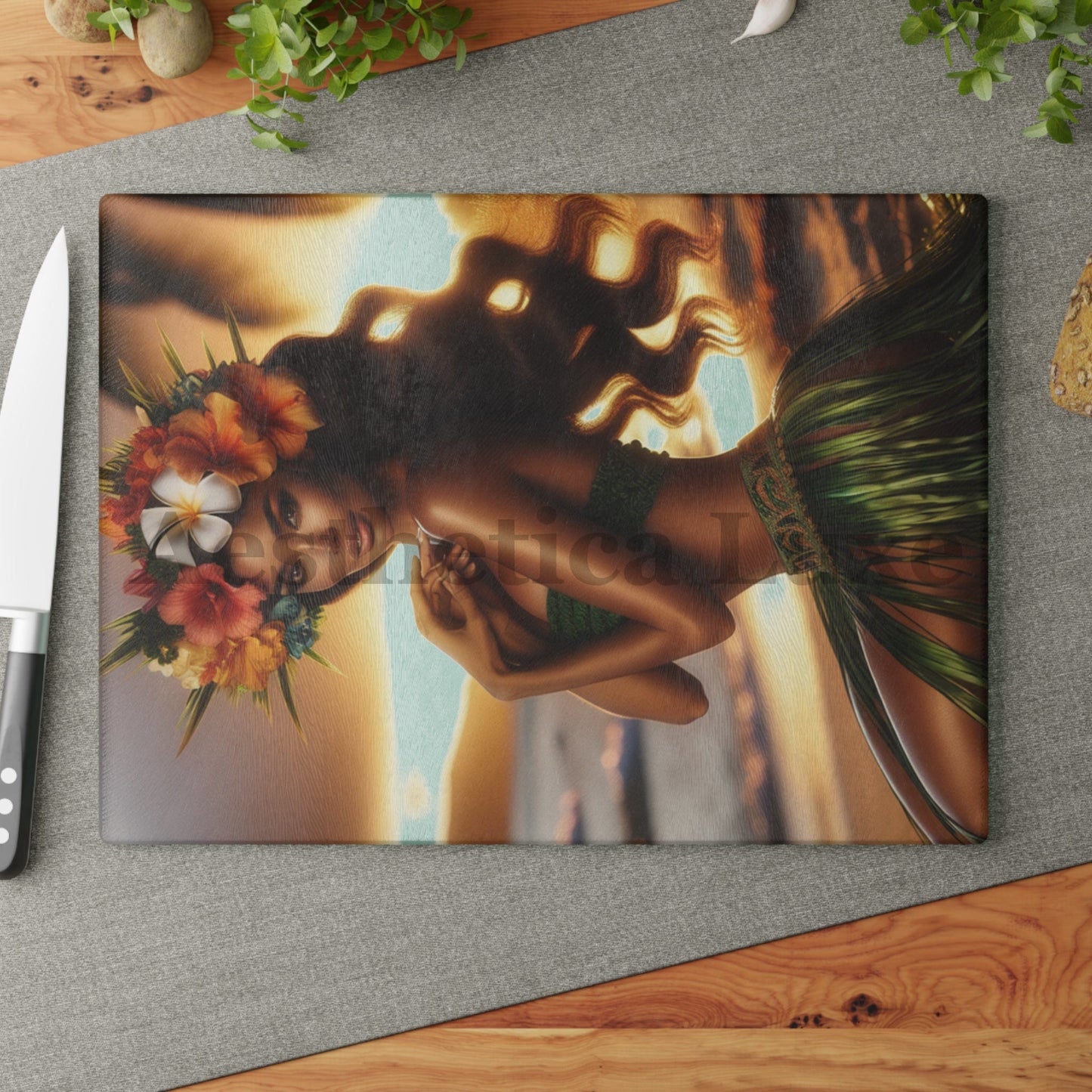 Cutting Board - Hula Girl Sunset Aloha Gesture