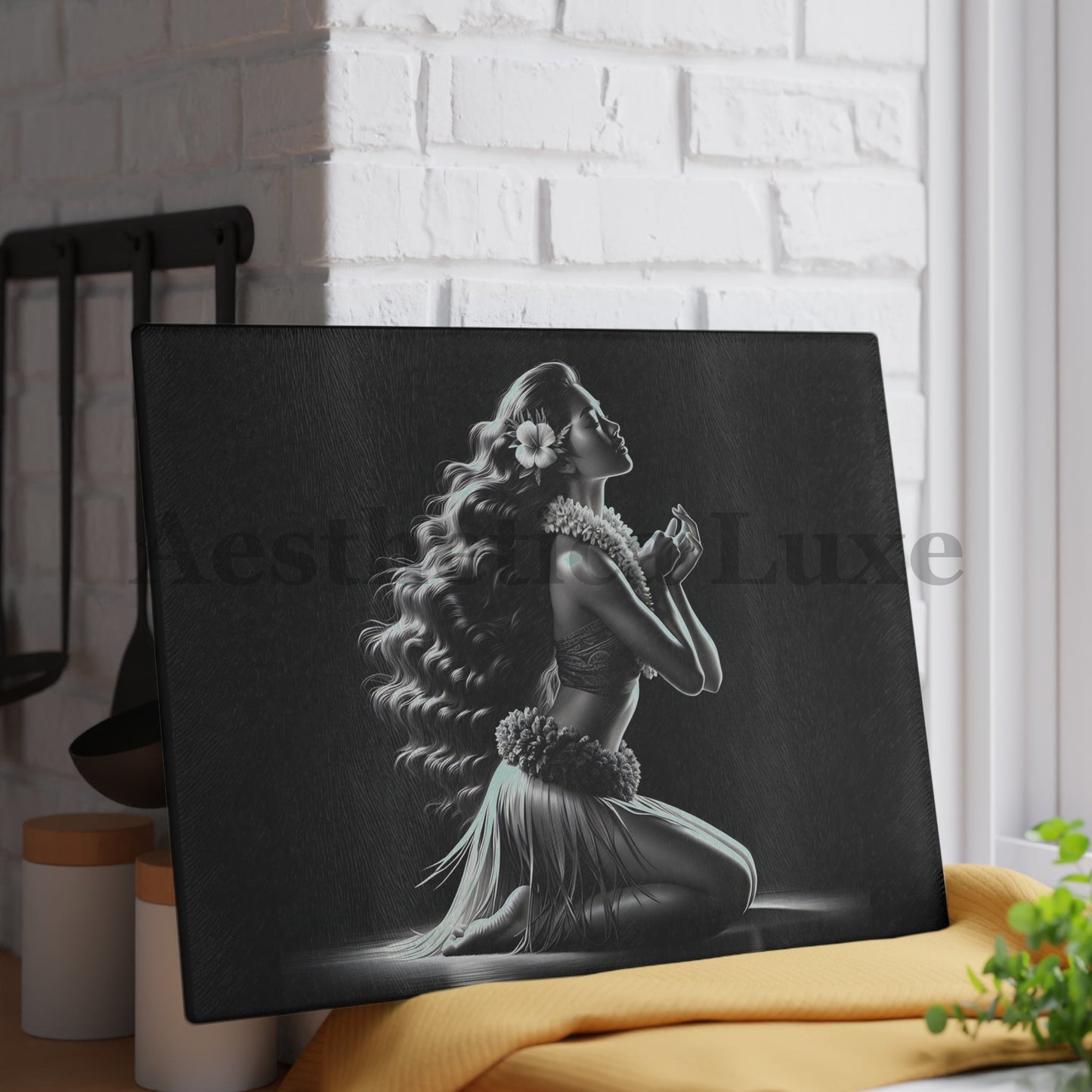 Hawaiian Grace Glass Cutting Board - Elegant Kitchen Decor for Inspiration and Celebration