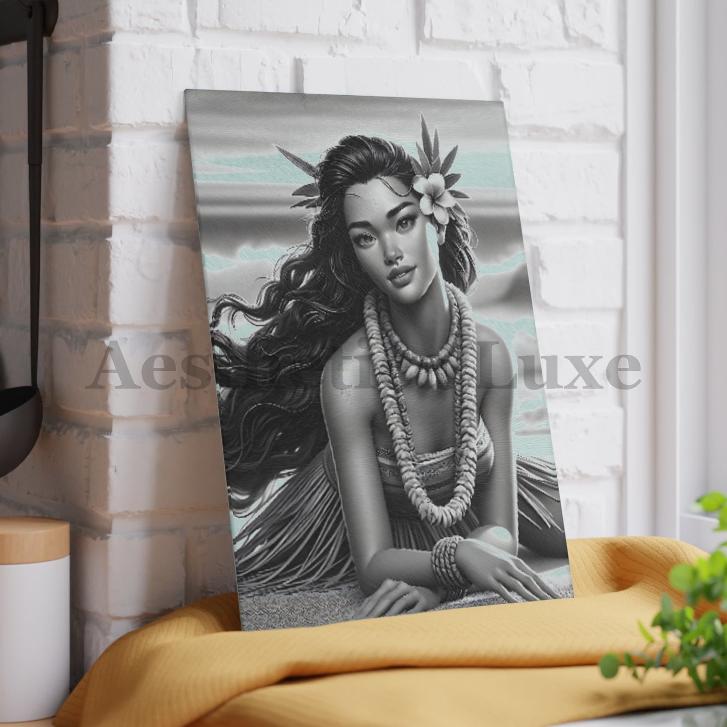 Hawaiian Sunset Glass Cutting Board with Tropical Hula Design
