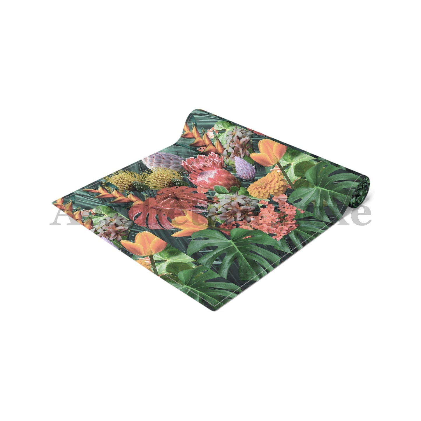 Tropical Floral Table Runner - Vibrant Botanical Cotton & Poly Decor