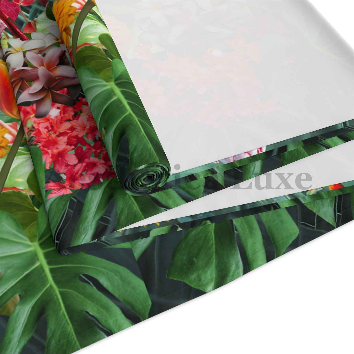Tropical Floral Table Runner - Vibrant Botanical Cotton & Poly Decor