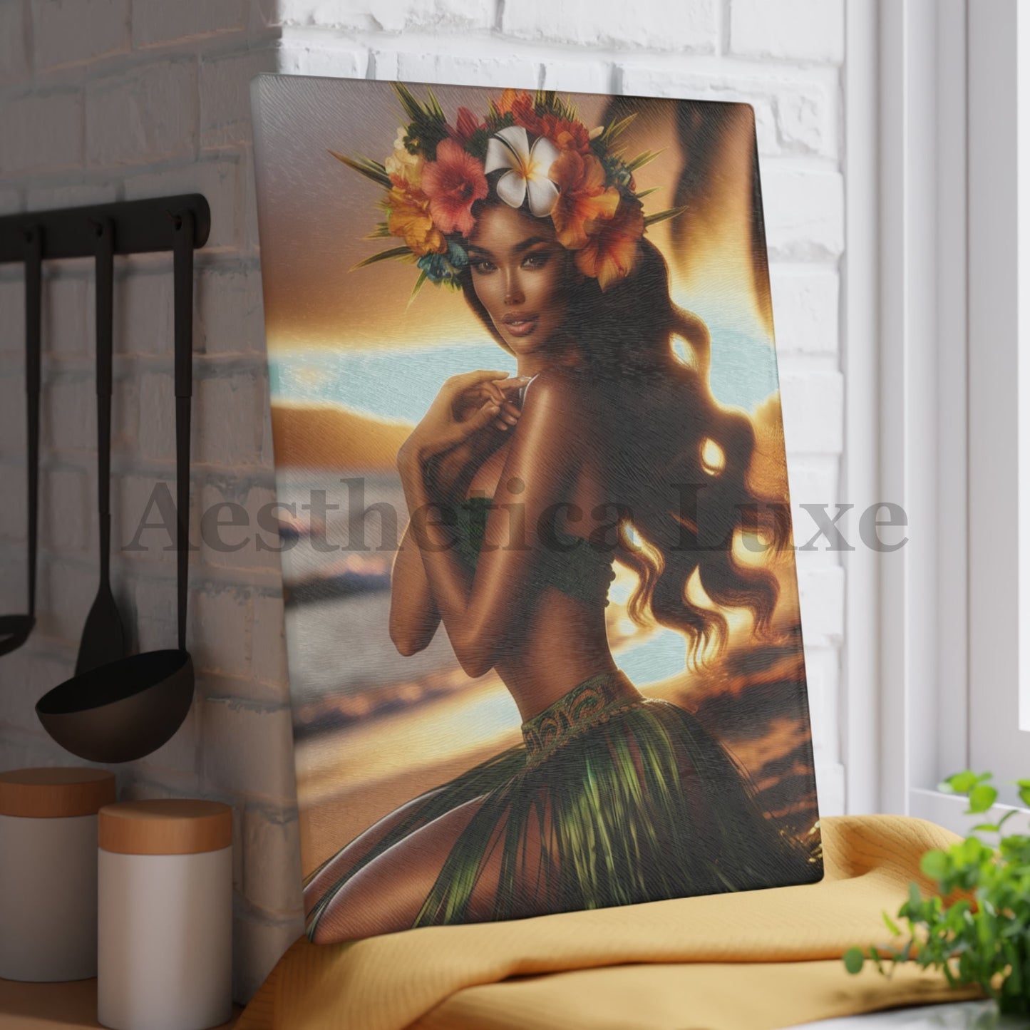 Cutting Board - Hula Girl Sunset Aloha Gesture