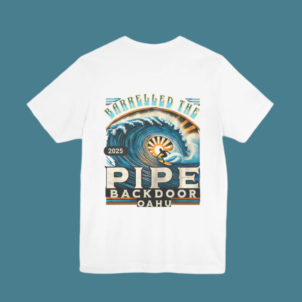Barrelled the Backdoor at Pipeline Surfer Vibes Unisex Jersey Tee, Surfing T-Shirt, Beach Vacation Shirt, Ocean Wave Top, Surf Lover Gift