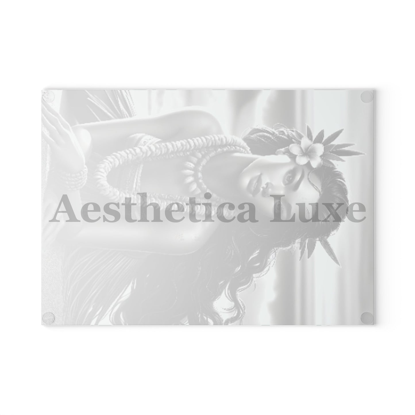 Hawaiian Sunset Glass Cutting Board with Tropical Hula Design