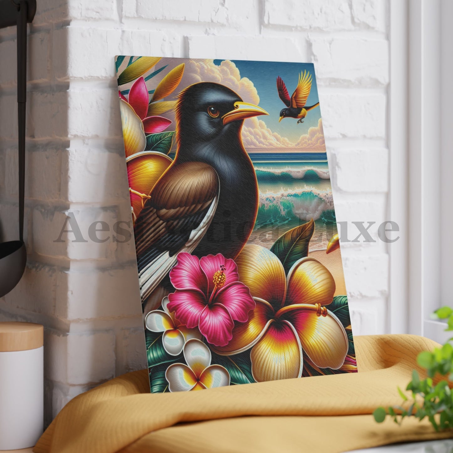 Tropical Bird & Floral Glass Cutting Board - Perfect for Kitchen Decor & Gifts