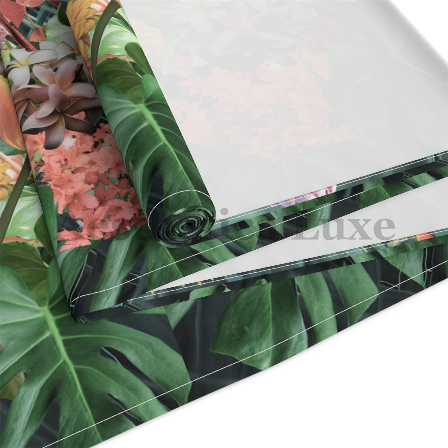 Tropical Floral Table Runner - Vibrant Botanical Cotton & Poly Decor
