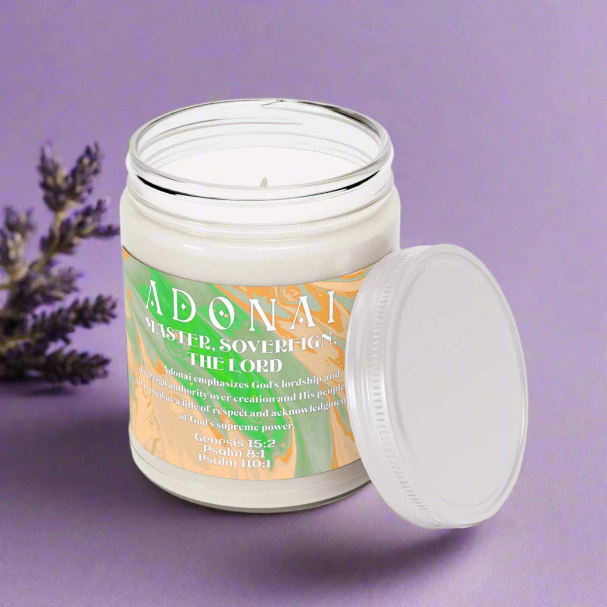 Scented Candle - Adonai, Names of God Series, Bible Study Accompaniment, 9oz