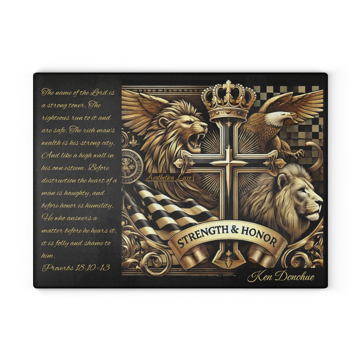 Inspirational Glass Cutting Board - Strength & Honor Design