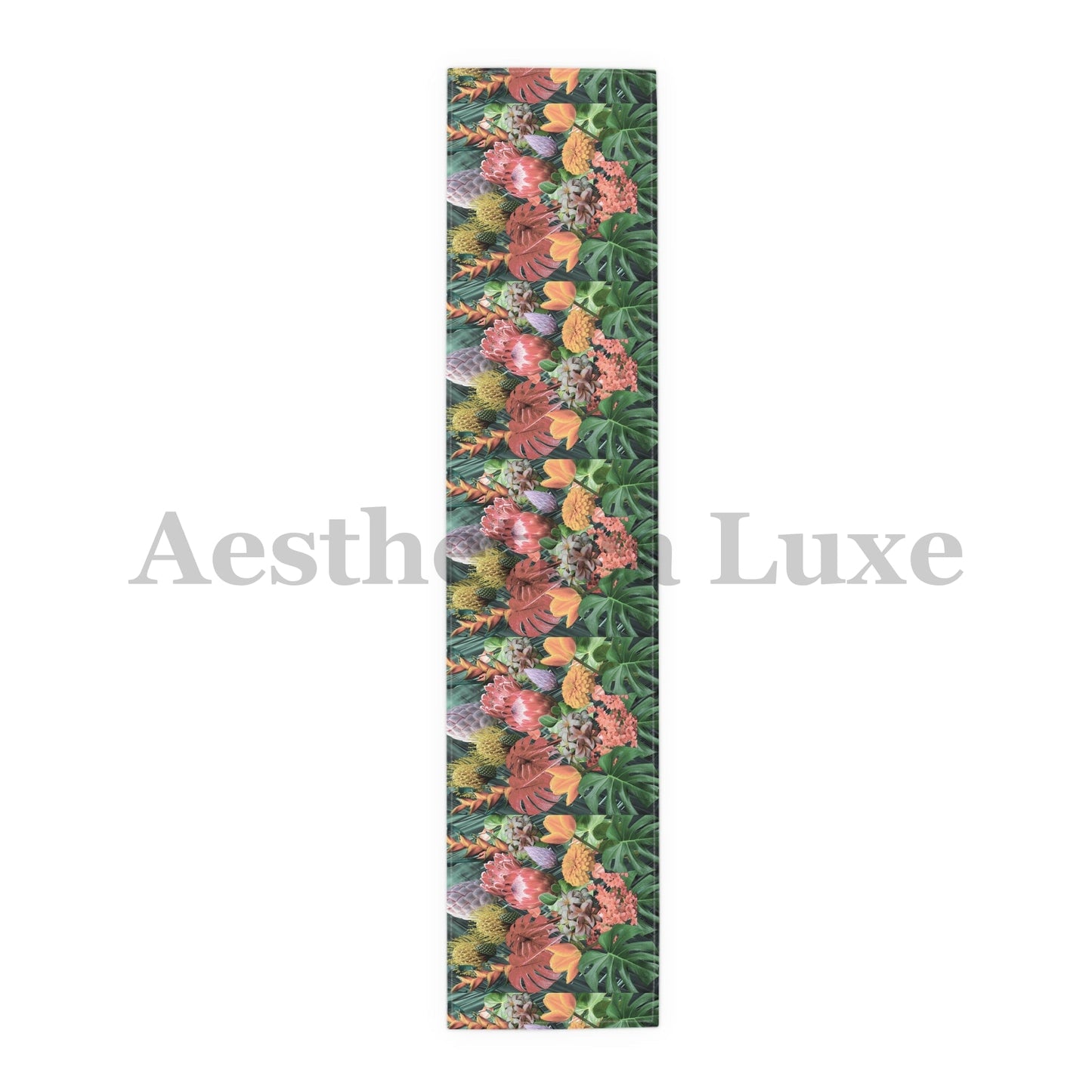 Tropical Floral Table Runner - Vibrant Botanical Cotton & Poly Decor