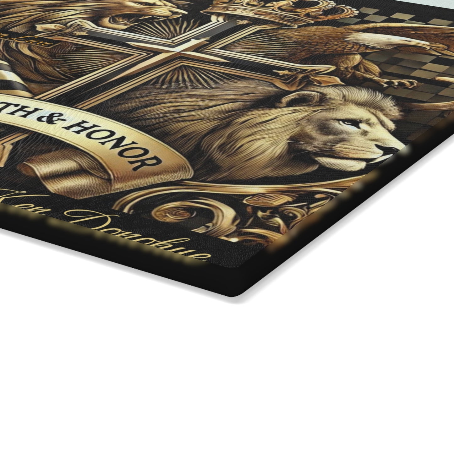 Inspirational Glass Cutting Board - Strength & Honor Design