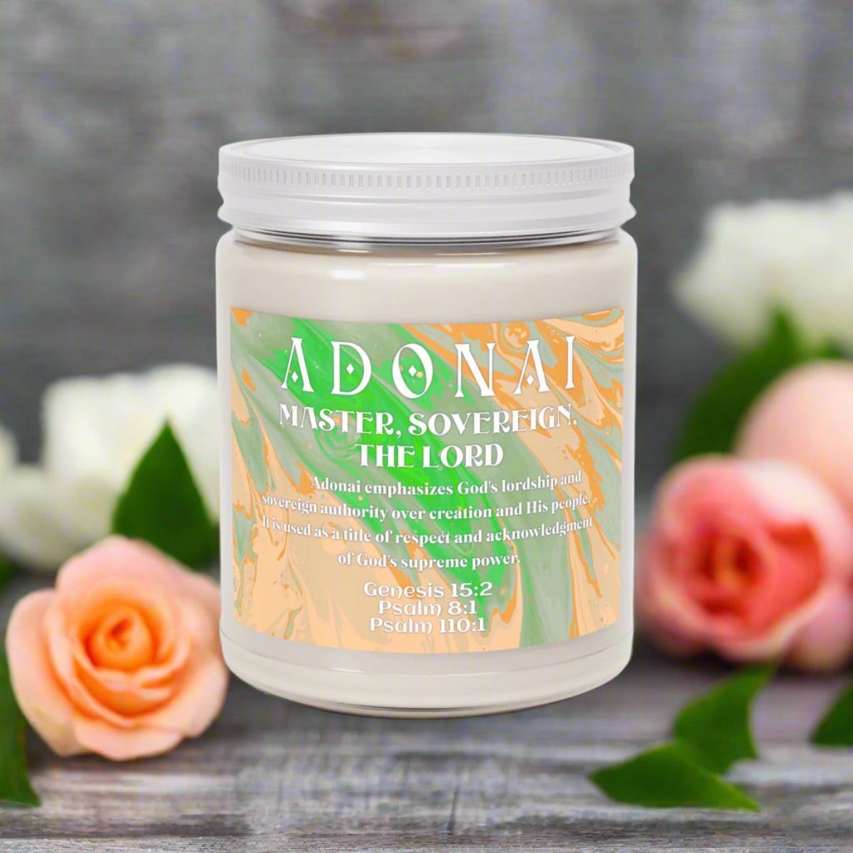 Scented Candle - Adonai, Names of God Series, Bible Study Accompaniment, 9oz