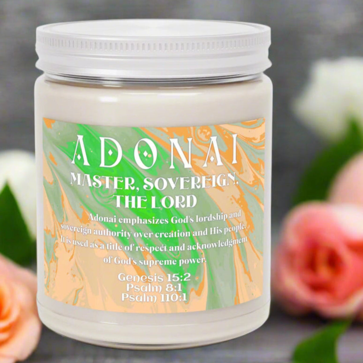Scented Candle - Adonai, Names of God Series, Bible Study Accompaniment, 9oz