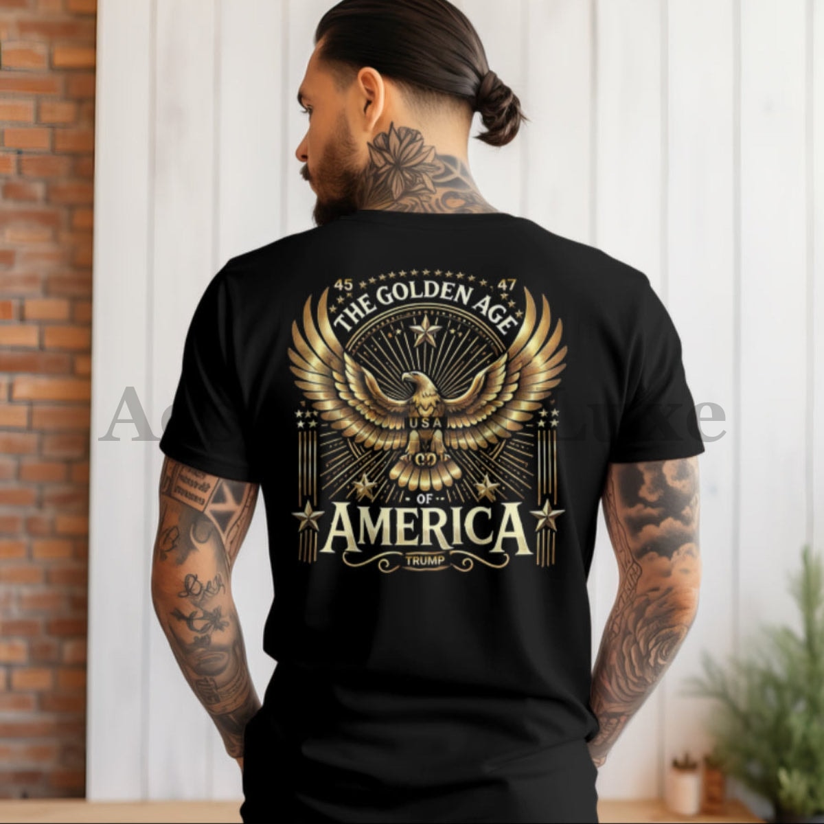 The Golden Age of America T-Shirt Golden Eagle Design with Presidential Details