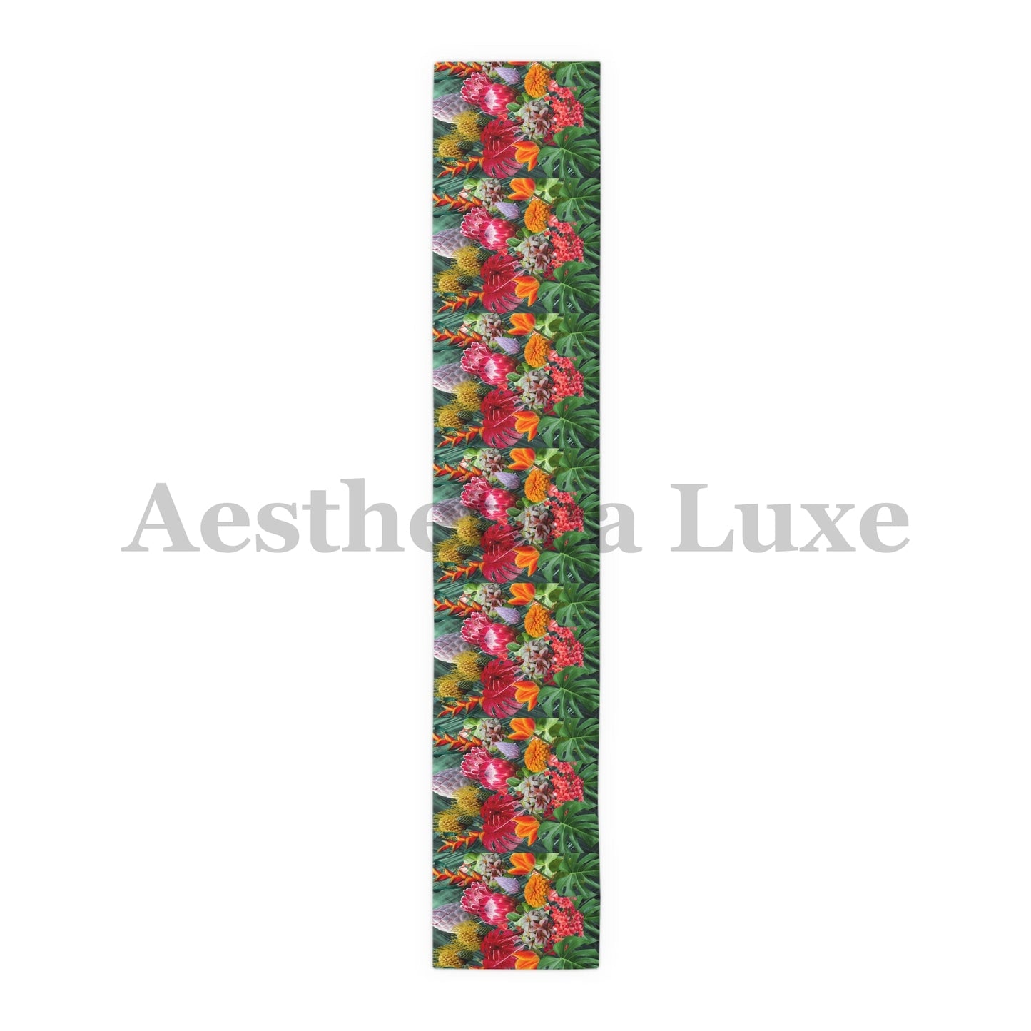 Tropical Floral Table Runner - Vibrant Botanical Cotton & Poly Decor