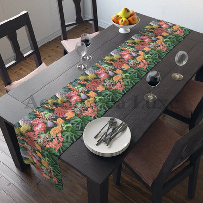 Tropical Floral Table Runner - Vibrant Botanical Cotton & Poly Decor