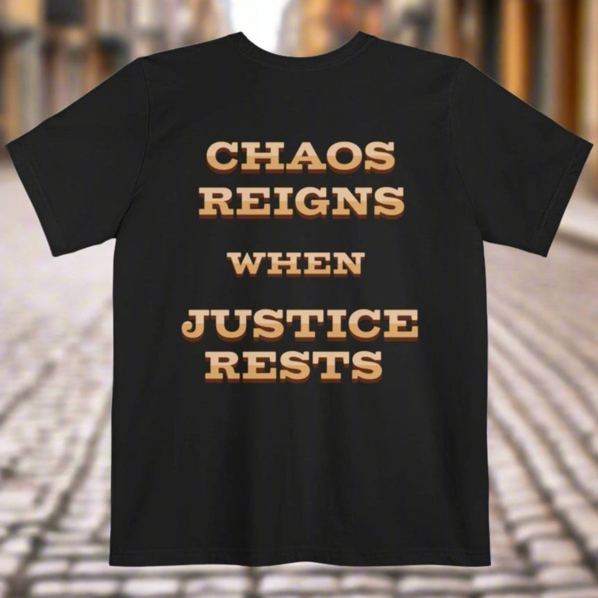 Chaos Reigns  when Justice Rests Pocket T-shirt, Justice  for Victims:  Oklahoma City,  9/11, Wildfires, mRNA