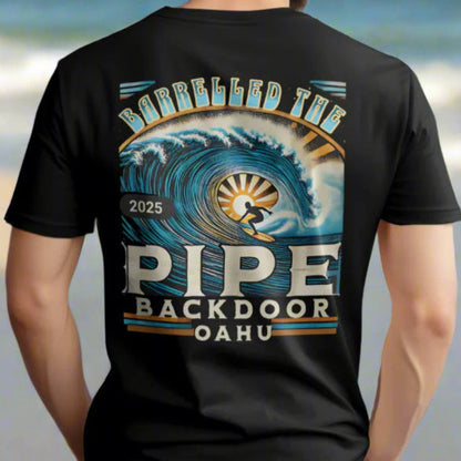 Barrelled the Backdoor at Pipeline Surfer Vibes Unisex Jersey Tee, Surfing T-Shirt, Beach Vacation Shirt, Ocean Wave Top, Surf Lover Gift