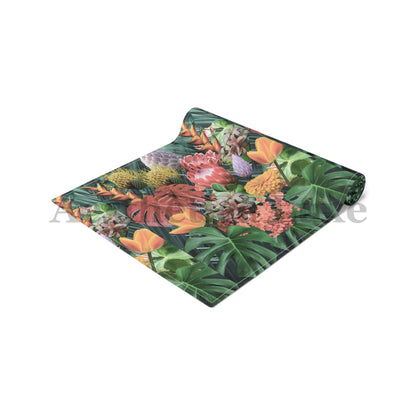 Tropical Floral Table Runner - Vibrant Botanical Cotton & Poly Decor