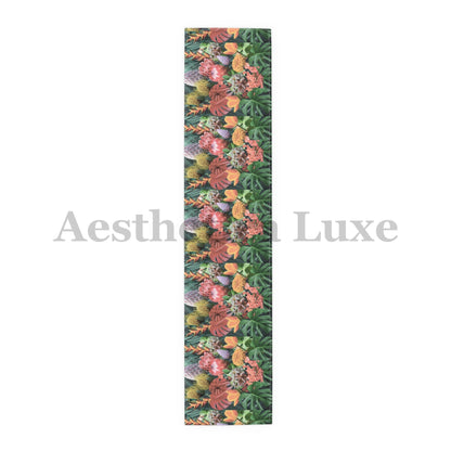 Tropical Floral Table Runner - Vibrant Botanical Cotton & Poly Decor
