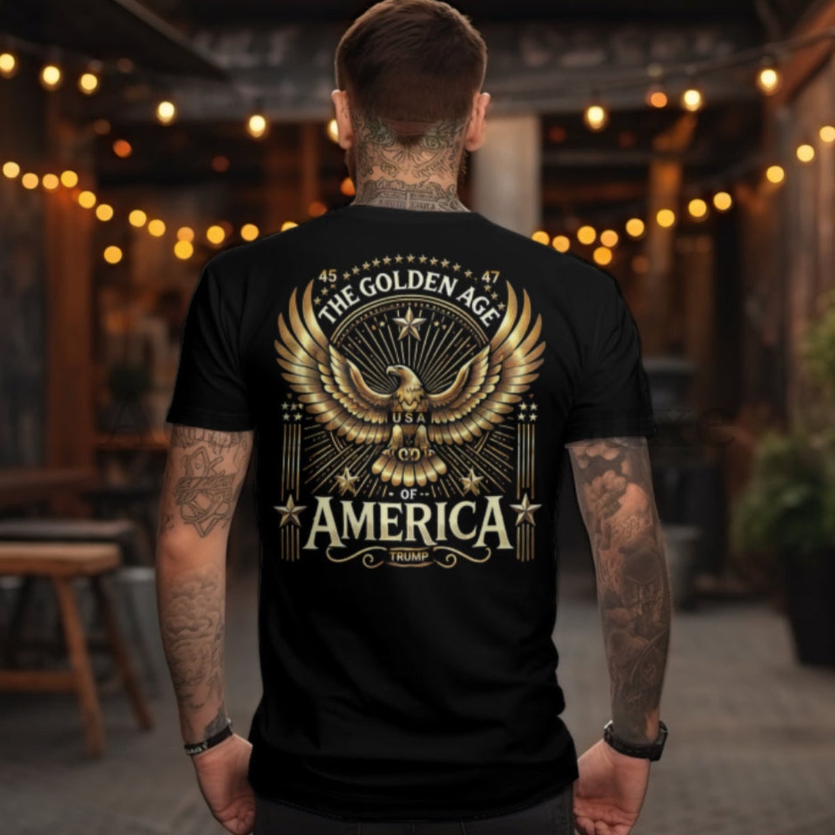 The Golden Age of America T-Shirt  Golden Eagle  Design with Presidential Details