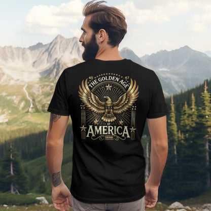 The Golden Age of America T-Shirt  Golden Eagle  Design with Presidential Details
